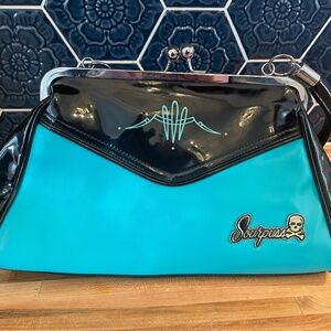 Sourpuss Black and turquoise Retro Inspired Purse